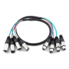 4-канальный кабель XLR Male-XLR Female, шнур-3 фута-черныйсеребристый с металлическим корпусом соединителя, пластиковый и резиновый кабель