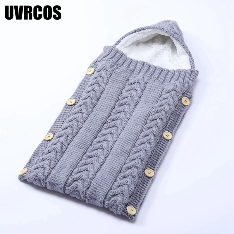 

Теплое детское одеяло, вязаное Пеленальное Одеяло для новорожденных, мягкий спальный мешок для младенцев, хлопковый конверт для ног, аксесс...