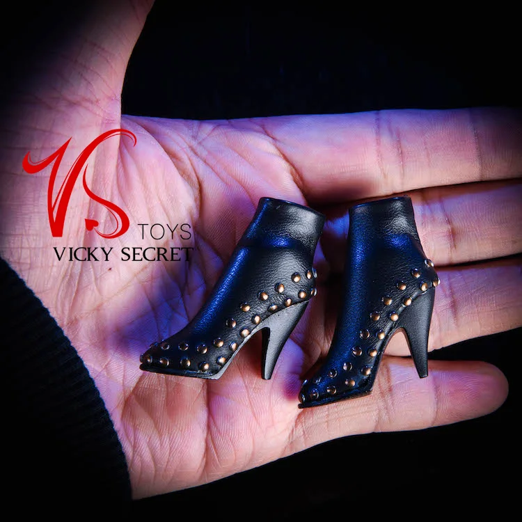 

18XG35 1/6 Scale Female Figure Accessory Rivet Booties Short Boots PU Solid Inside boots Model Toys Gift Collection