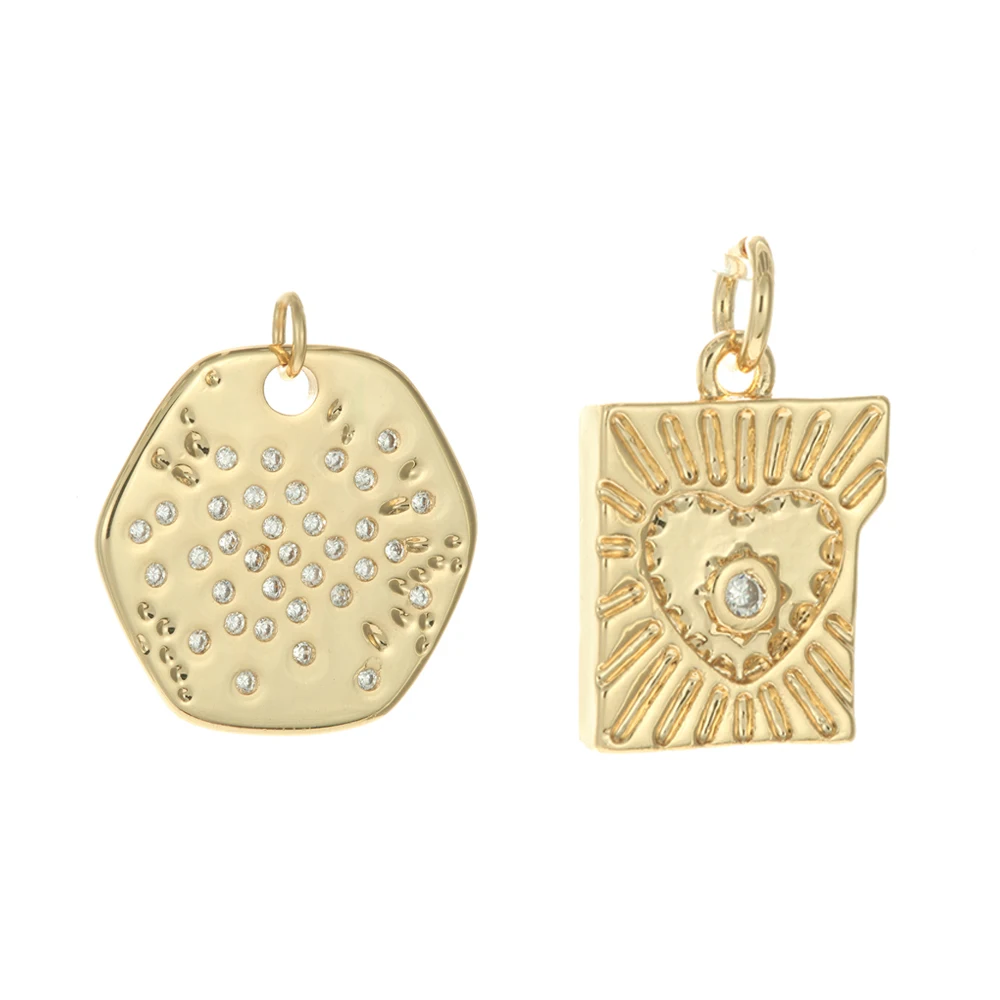 

Sun Design Charms for Jewelry Making Supplies Gold Heart Pendant Diy Earring Necklace Bracelet Copper CZ Round Accessories