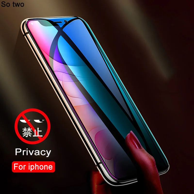 Антишпионское закаленное стекло для iPhone X XR XS Max 11 pro max Защитная пленка экрана 7 6s 8