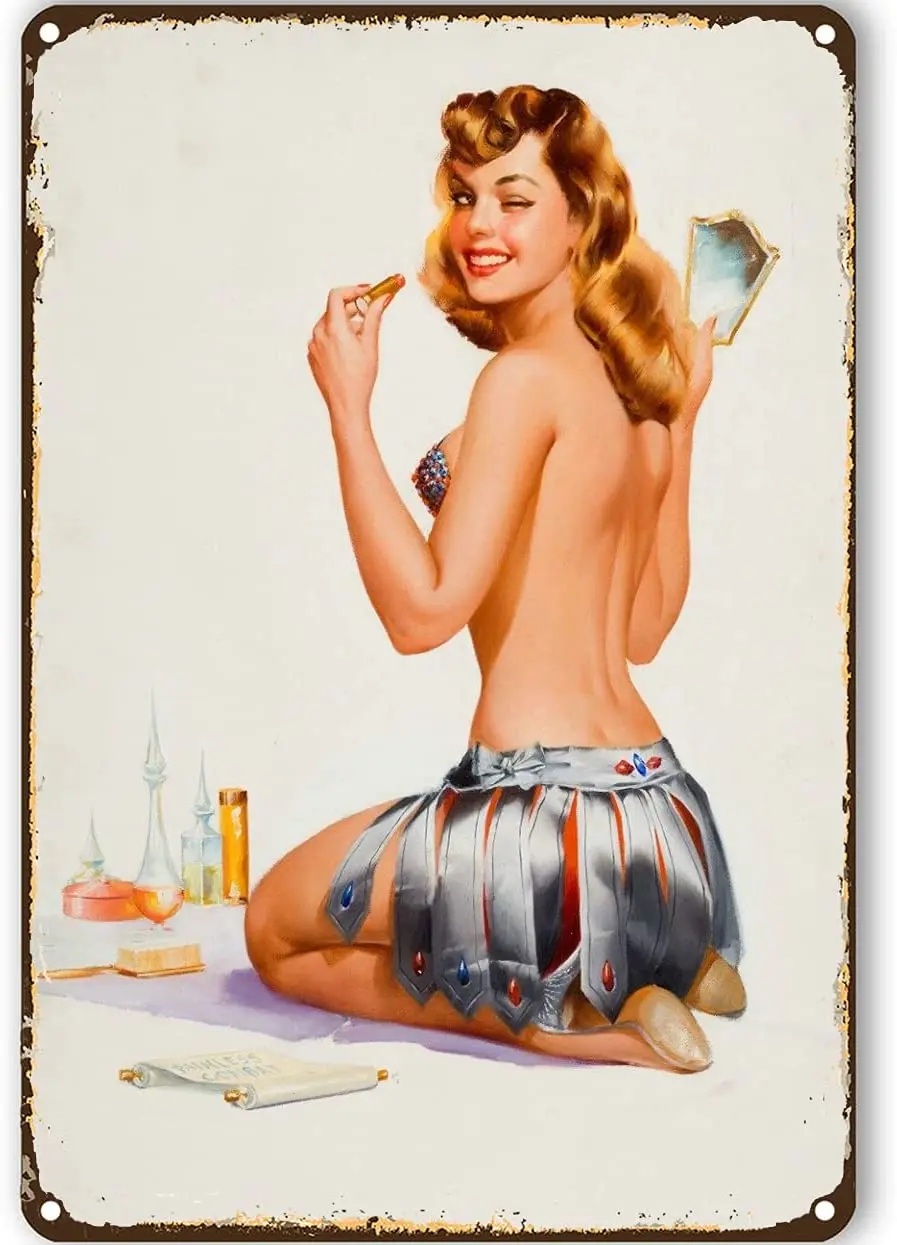 

Eeypy Pinup Decor for Bathroom Pinup Girl Metal Sign Metal Bar Signs Metal Signs for bar Pinup Girl Signs and Decor 12x8 inch
