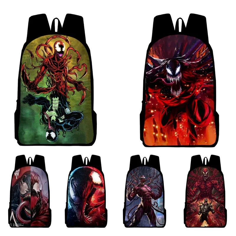 

Venom: Let There Be Carnage Men's Backpack High Capacity Nylon Waterproof Marvel Super Movie New 3D Print Travel Laptop Bag Gift