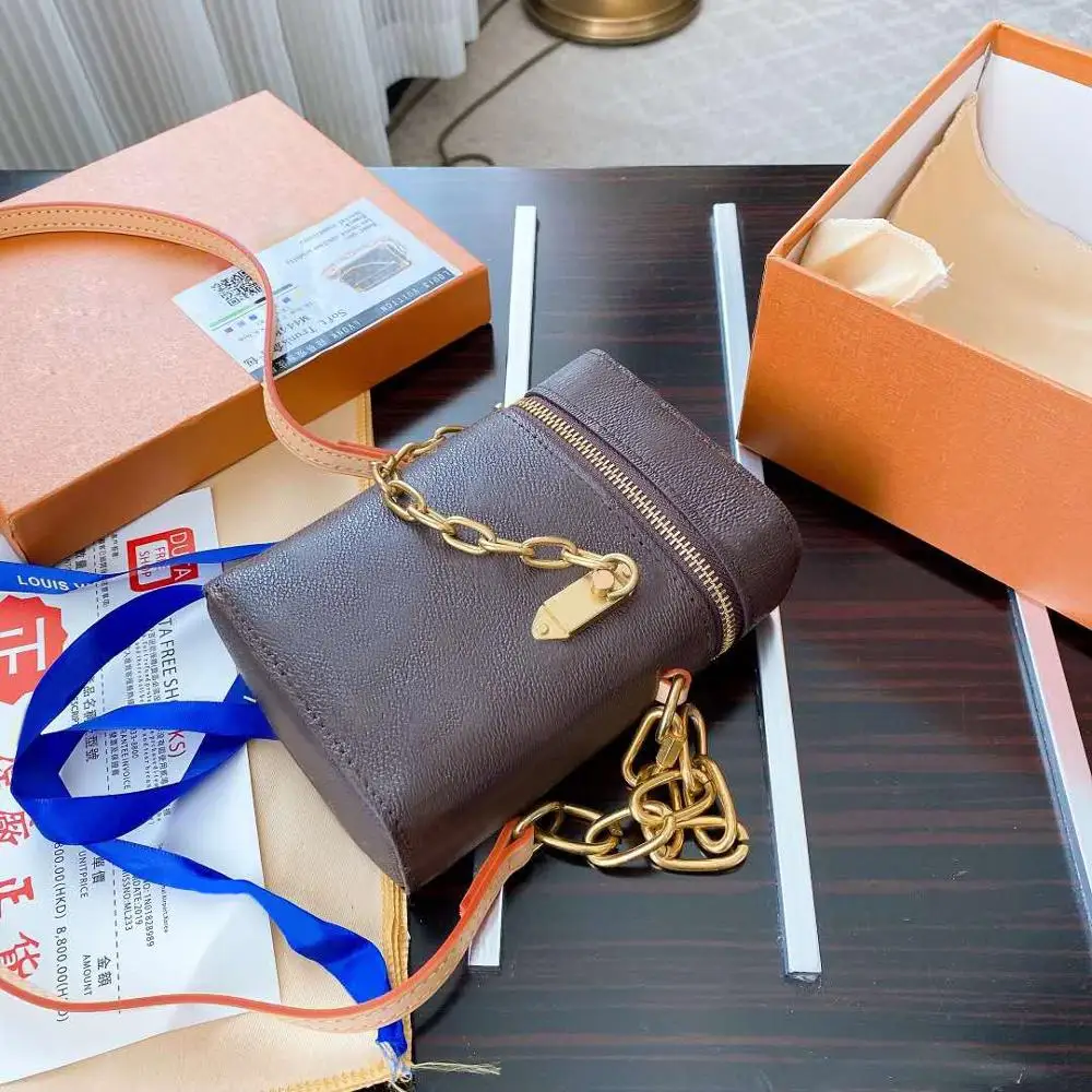 

Bucket Bag Genuine Leather Women Tote Handbag Fashion Rivet Lock Female Shoulder Lancel Crossbody Bag Ladies Mini Phone Bag