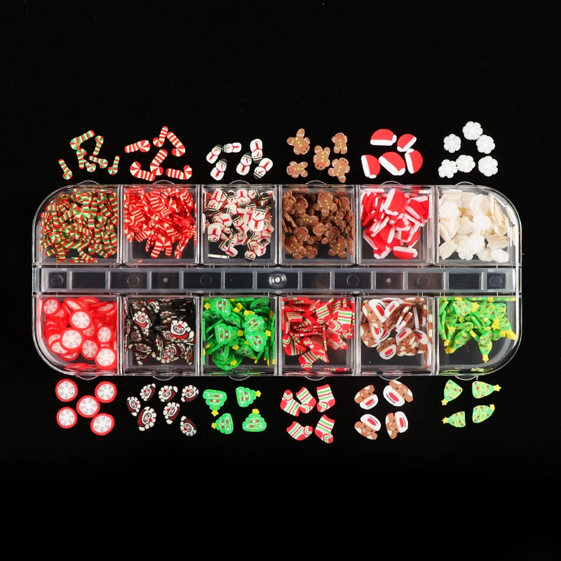 

Новый Рождественский дизайн ногтей типсы блестки 3D Снеговик Санта подарки Ломтики Полимерная глина украшение для ногтей аксессуары