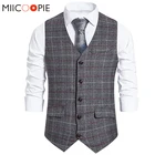 Мужской Клетчатый жилет, деловой жилет без рукавов, 2021