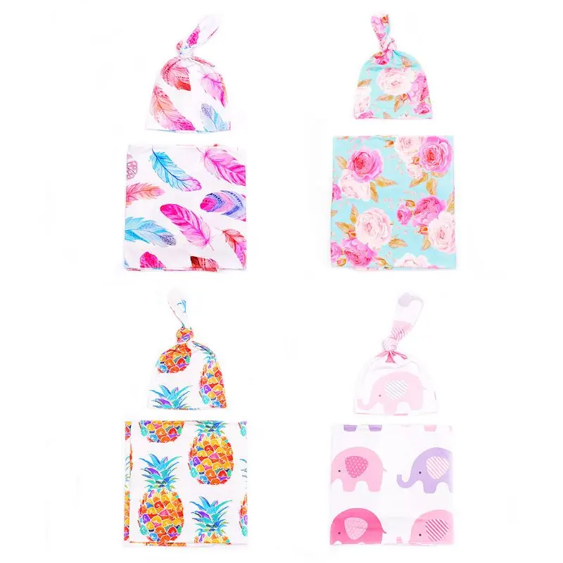 

2PCS Cute Cartoon Baby Wrap Blanket with Pointed Hat Set Infants Wrapped Towel for Little Boys Girls Shower Birthday Gifts
