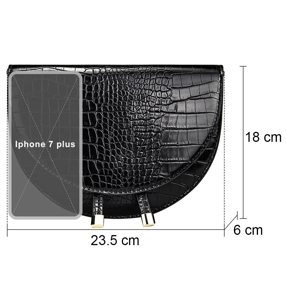 

Crocodile Pattern Crossbody Bags For Women Half Round Messenger Bag Pu Leather Luxury Handbags Lady Bags Designer Shoulder Bag