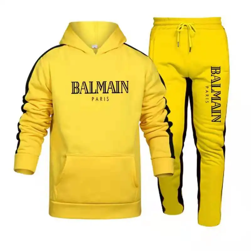 

2021 Brand Tracksuit Casual Hoodies For Men Sportswear Two Piece Sets Of Thick Red Sweatshirt + Pants Sport Suit