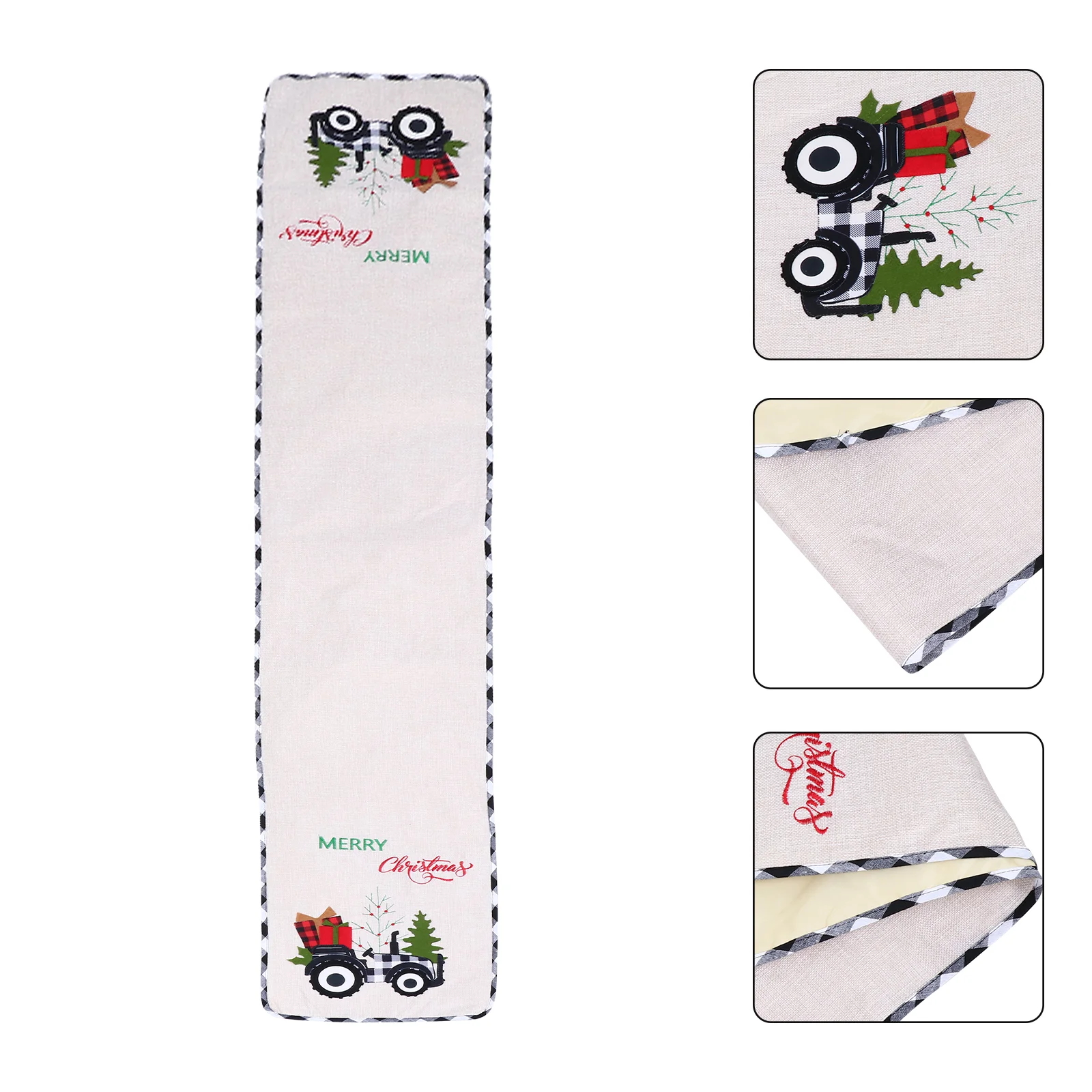 

1Pc Christmas Table Banner Linen Printed Table Runner Dinning Table Decor