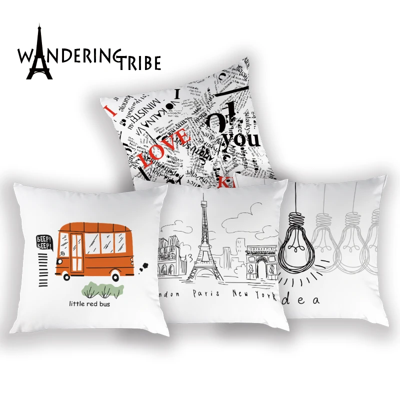 Декоративный чехол для подушек с буквенным принтом наволочки простые украшения