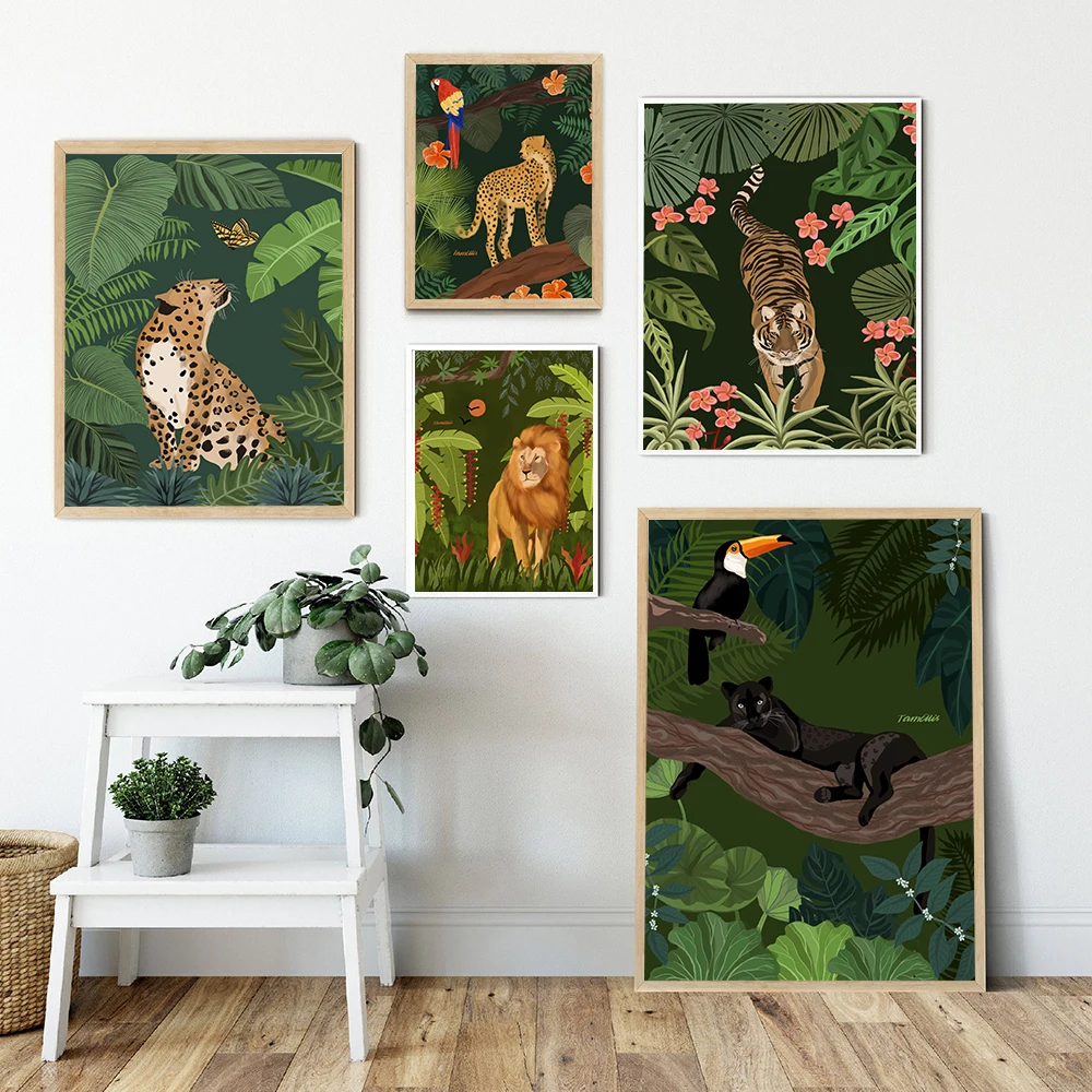 

Cheetah Lion Tiger Leopard Jungle Nordic Posters And Prints Wall Art Canvas Painting Wall Pictures For Living Room Home Decor