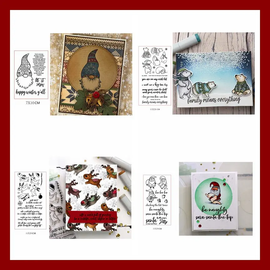 Прозрачные силиконовые штампы счастливого зимы Рождество Санта полярный