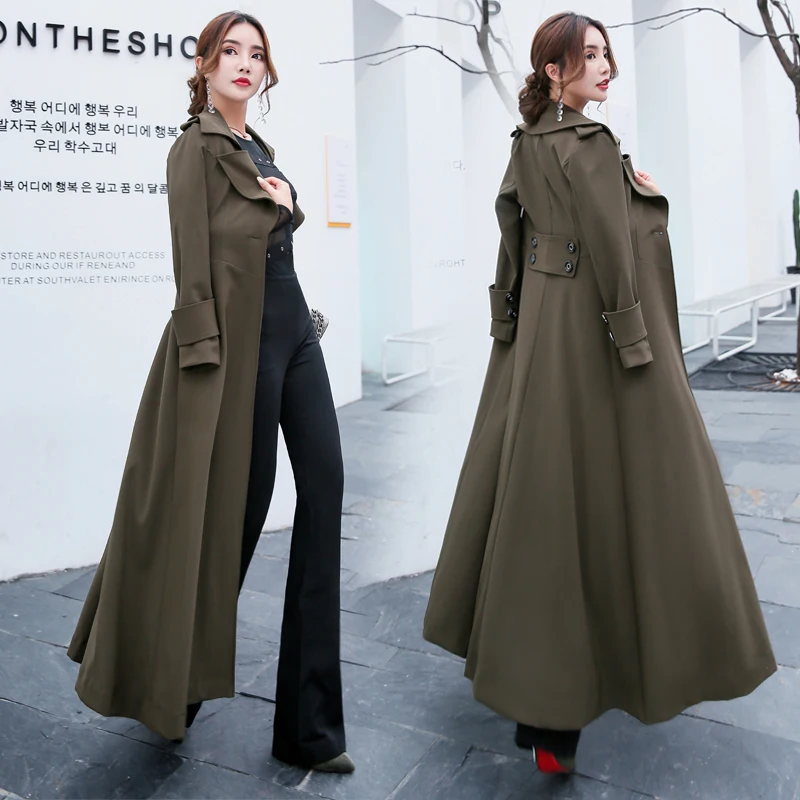 Новинка Осень зима 2020 длинный Тренч Женские Модные приталенные пальто