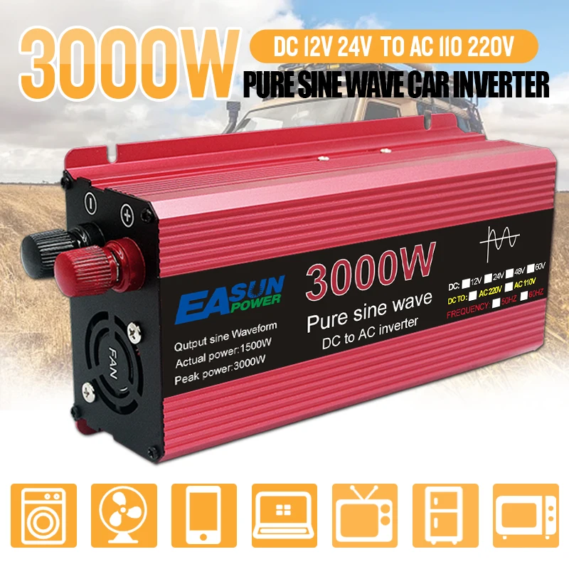 Автомобильный инвертор чистый синусоидальный постоянного тока 12 В 24 в