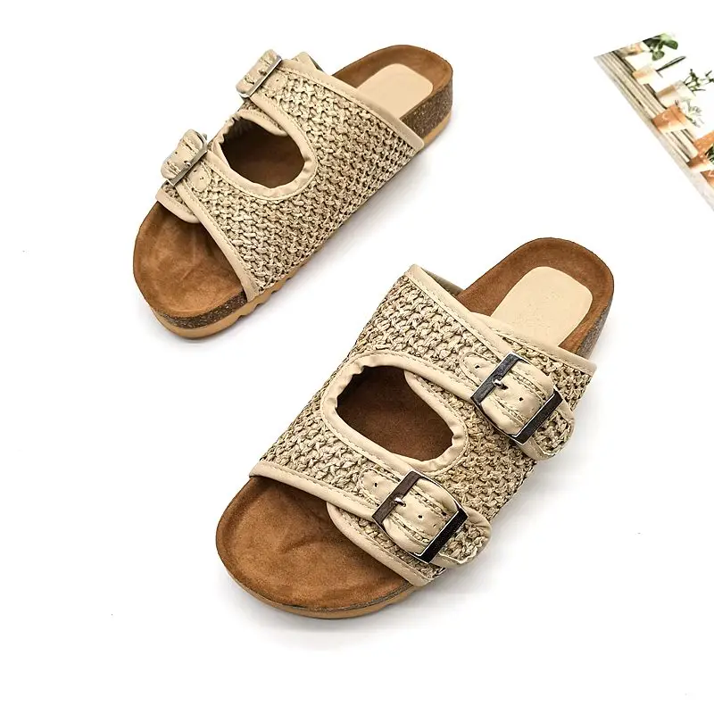 Сандалии мужские кожаные на платформе плоская подошва стразы клоги низкая