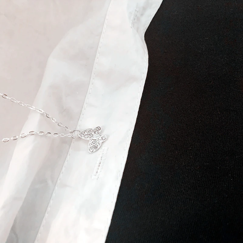 

Fashion New Necklace For Women Rhinestone Butterfly Choker Necklace Pendant Necklace For Girls Clothing Accessories