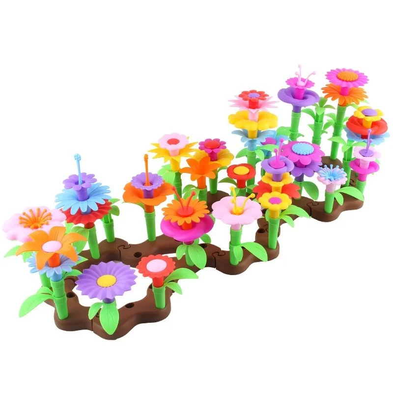 

112pcs DIY Educational Flower Arrangement Toys Creative Colorful Interconnecting Blocks Building Garden Game for Girls