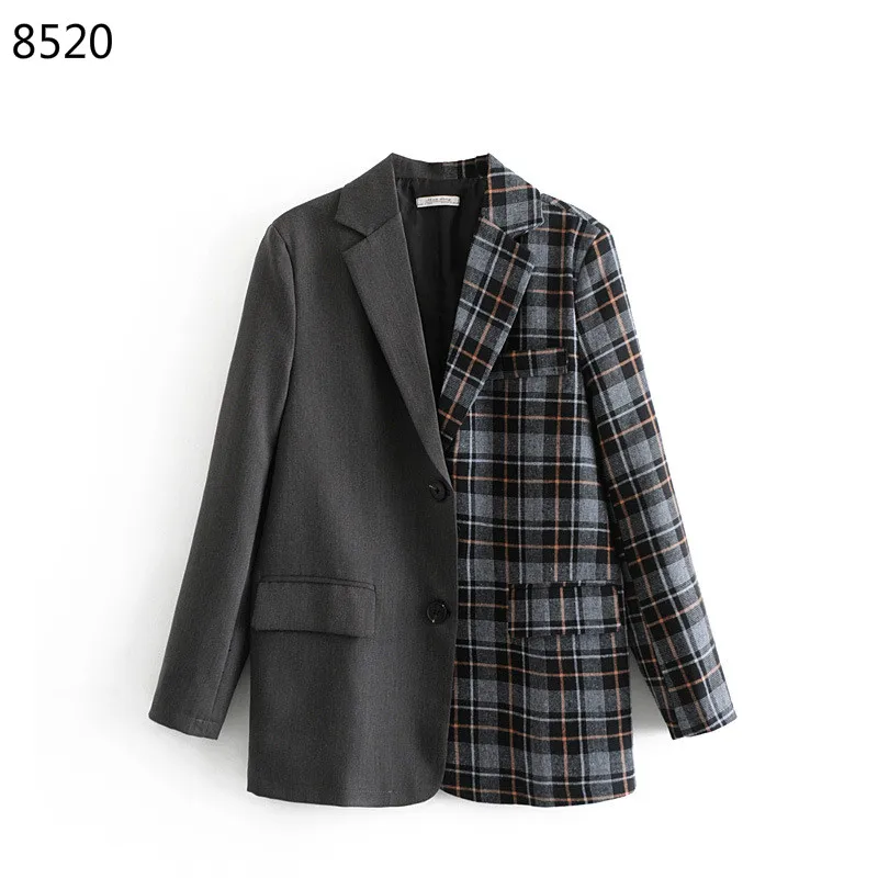 Винтажный Повседневный темпераментный однобортный клетчатый цветной Блейзер