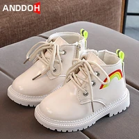 size 21 30 kids rainbow pattern martin boots children plus thickened cotton shoes for boys girls baby warm fleece snow boots