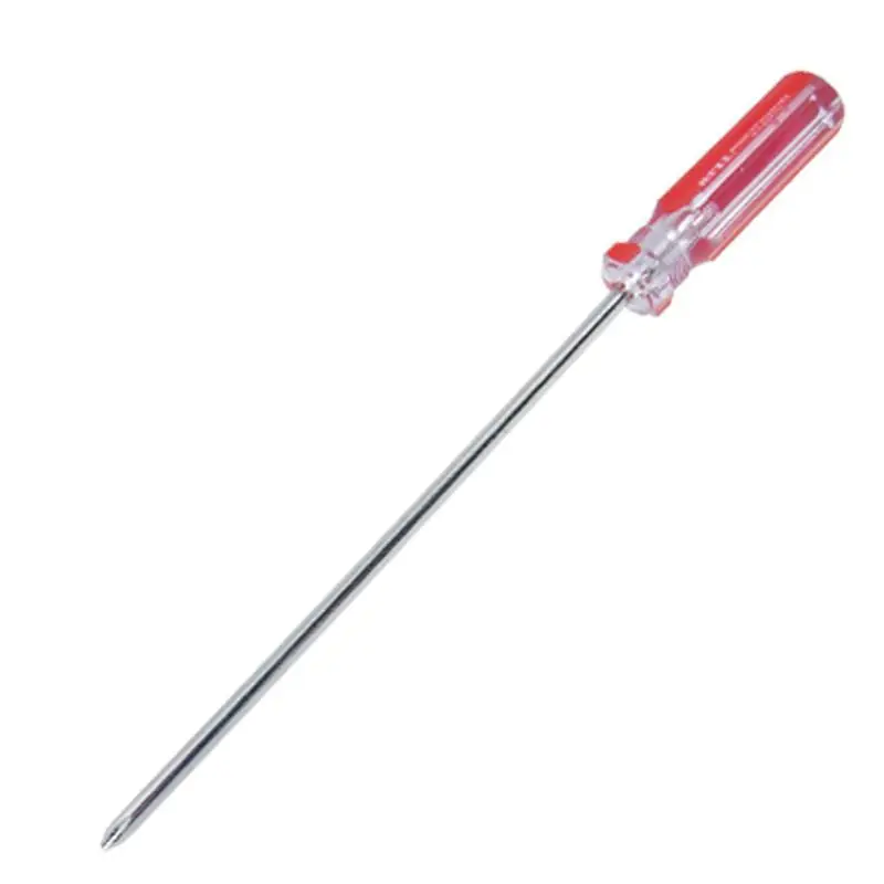 

6mm Cross Tip Long Blade Screwdriver Hand Tool Red + Transparent