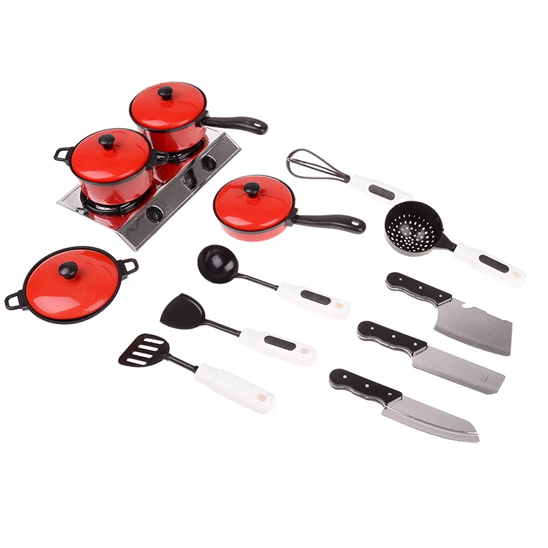 

13pcs Kitchen Pretend Play House Toy Set Utensils Cooking Pot Pan Cookware Role Play Miniature Simulation Cook Gift For Girl