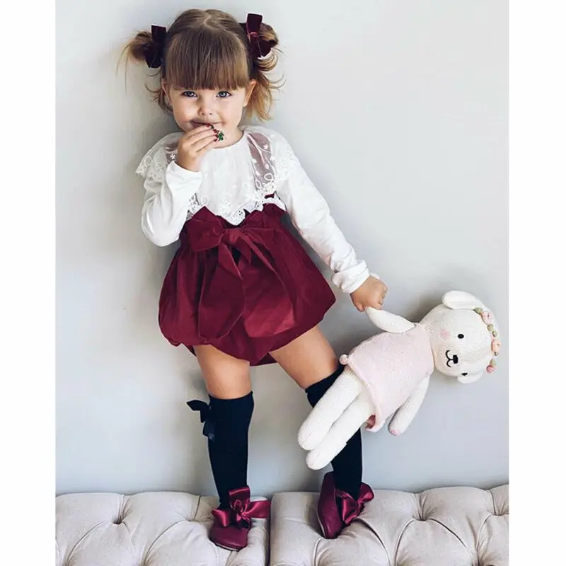 

New Fashion 0-24M Spring Newborn Baby Girls Long-sleeved Yarn Lotus Leaf Tops + Strap Shorts Overalls Cute Casual Clothes Set