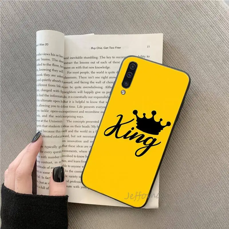 

Fashion King Queen black Phone Cases For Samsung galaxy S note 7 8 9 10 20 fe edge A 6 10 20 30 50 51 70 lite plus Soft Silicone