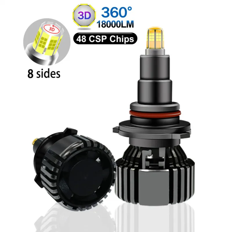 Pair 360° lighting Car Far/Near Light Beam 120W H4 H7 H8 H11 H10 H3 H1 9012 9005/06 W/ USA CSP Chip Auto Headlight Canbus Bulbs