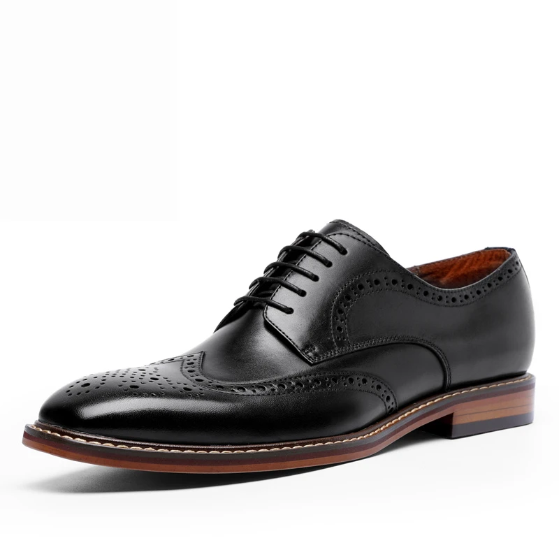 Mens formal shoes suede leather oxford shoes for men dressing wedding men's brogues office shoes lace up male zapatos de hombre - Цвет: black