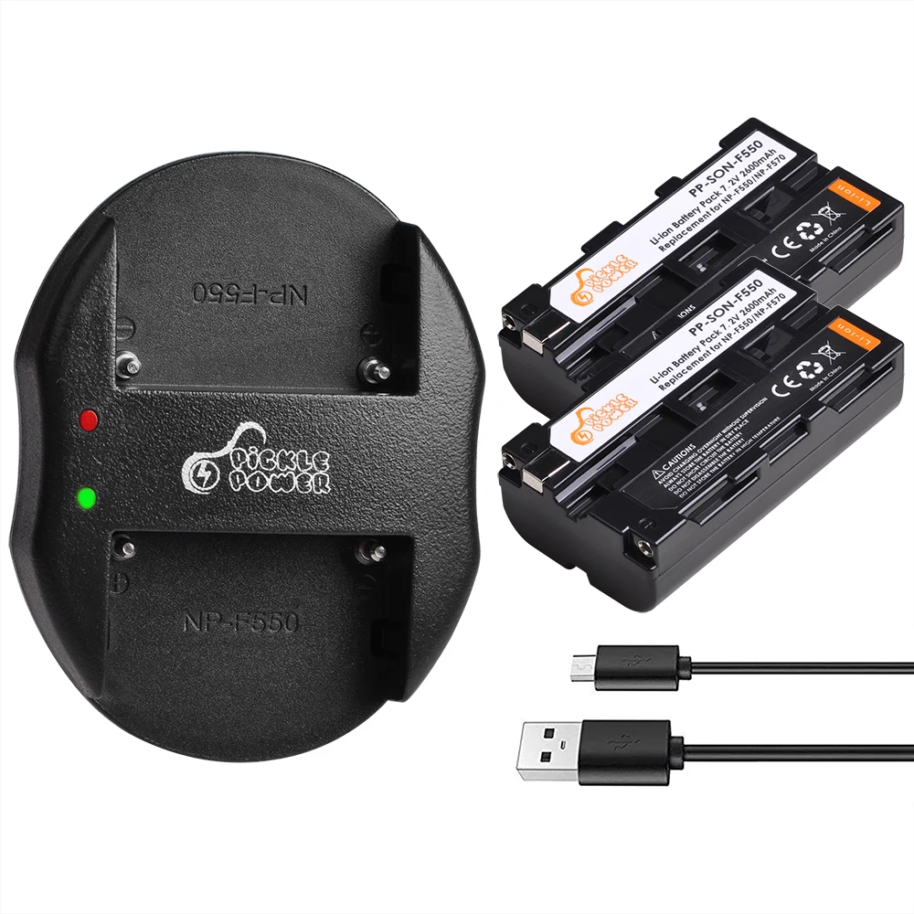 2 шт. 2600 мач аккумулятор для камеры NP F550 с двумя USB портами Sony F570 зарядным