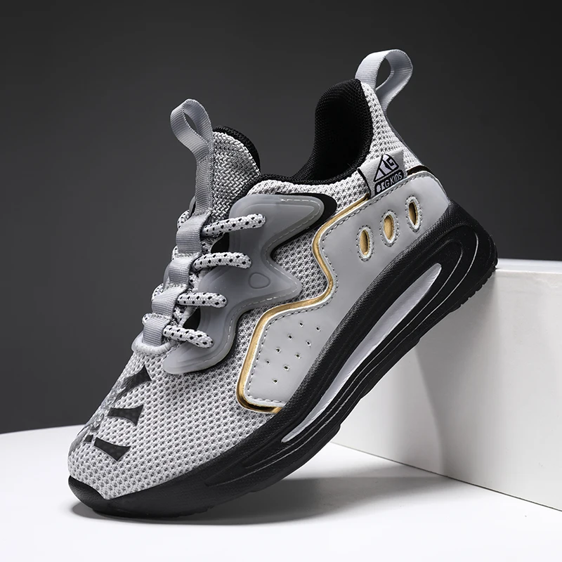 

Оригинальные детские кроссовки для мальчиков, серая, черная детская спортивная обувь, мягкая подошва, дышащая школьная обувь для девочек, В...