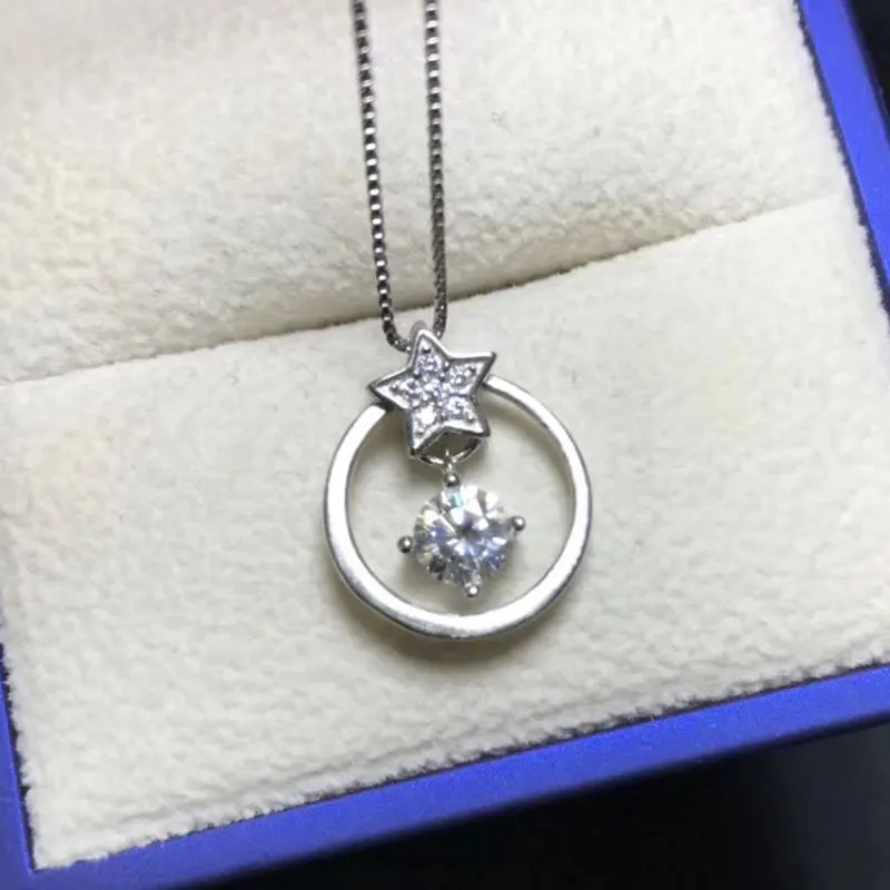 Женский кулон в виде звезды с муассанитом серебряное ожерелье 925 ctVVS ювелирные