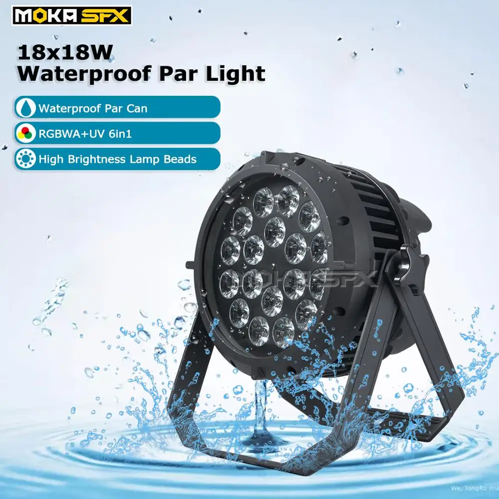 Сценический прожектор 18*18 Вт светодиодный водонепроницаемый сценический RGBWA + UV 6