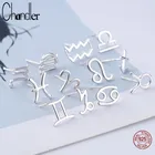 Чандлер 100% 925 Твердые ювелирные изделия из настоящего стерлингового серебра 12 созвездие серьги гвоздики для девочки Зодиак Femme подарок на день рождения