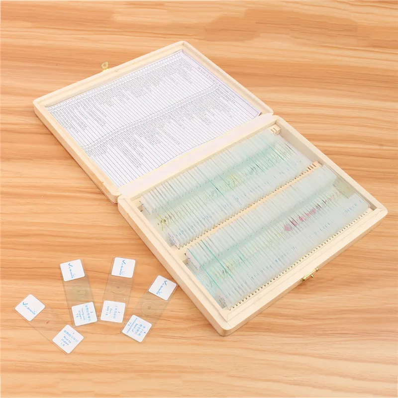 

100Pcs/Set Microscope Glass Slides Sample Glass Prepared Basic Science Biological Specimen Cover Slips Wood Storage Box Portable