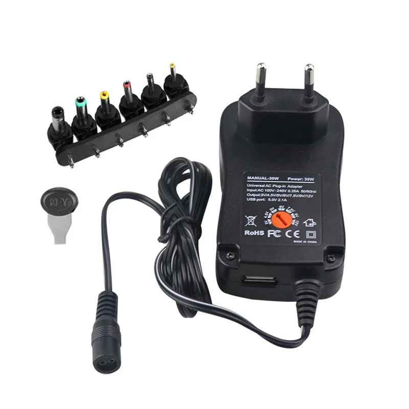 Адаптер 3 в 4 5 6 7 9 12 В 2A 2.5A AC/DC Регулируемый источник питания Универсальное