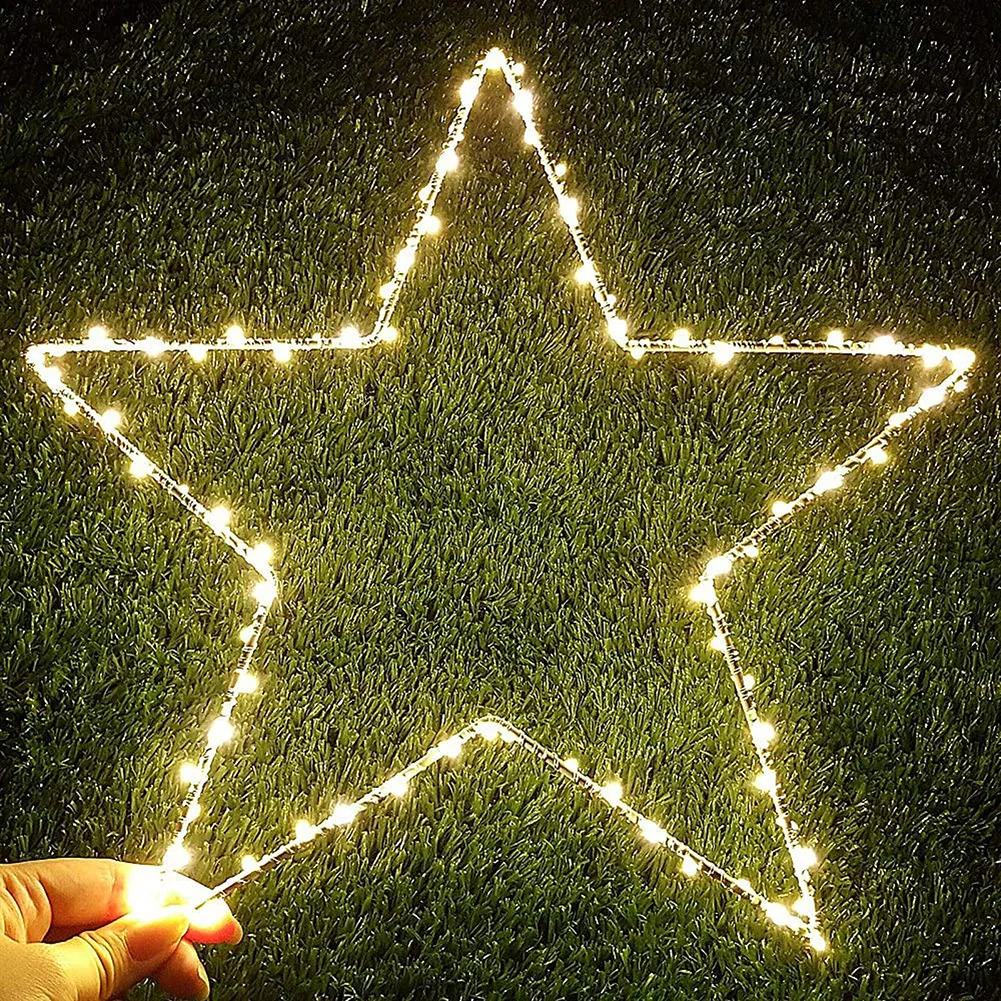 

3pcs Christmas Star Lights Copper Wire Waterproof Garland Fairy Pendant Light 8 Modes Outdoor Home Xmas Tree Party Wedding Decor