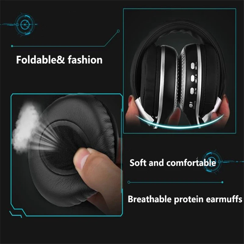 ЖК дисплей Дисплей Bluetooth Беспроводной наушники с микрофоном Hi Fi стерео шлем Шум