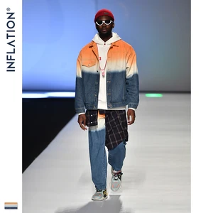 Костюм мужской джинсовый в стиле оверсайз, повседневный костюм из денима с принтом тай-дай, свободного кроя, джинсовый костюм