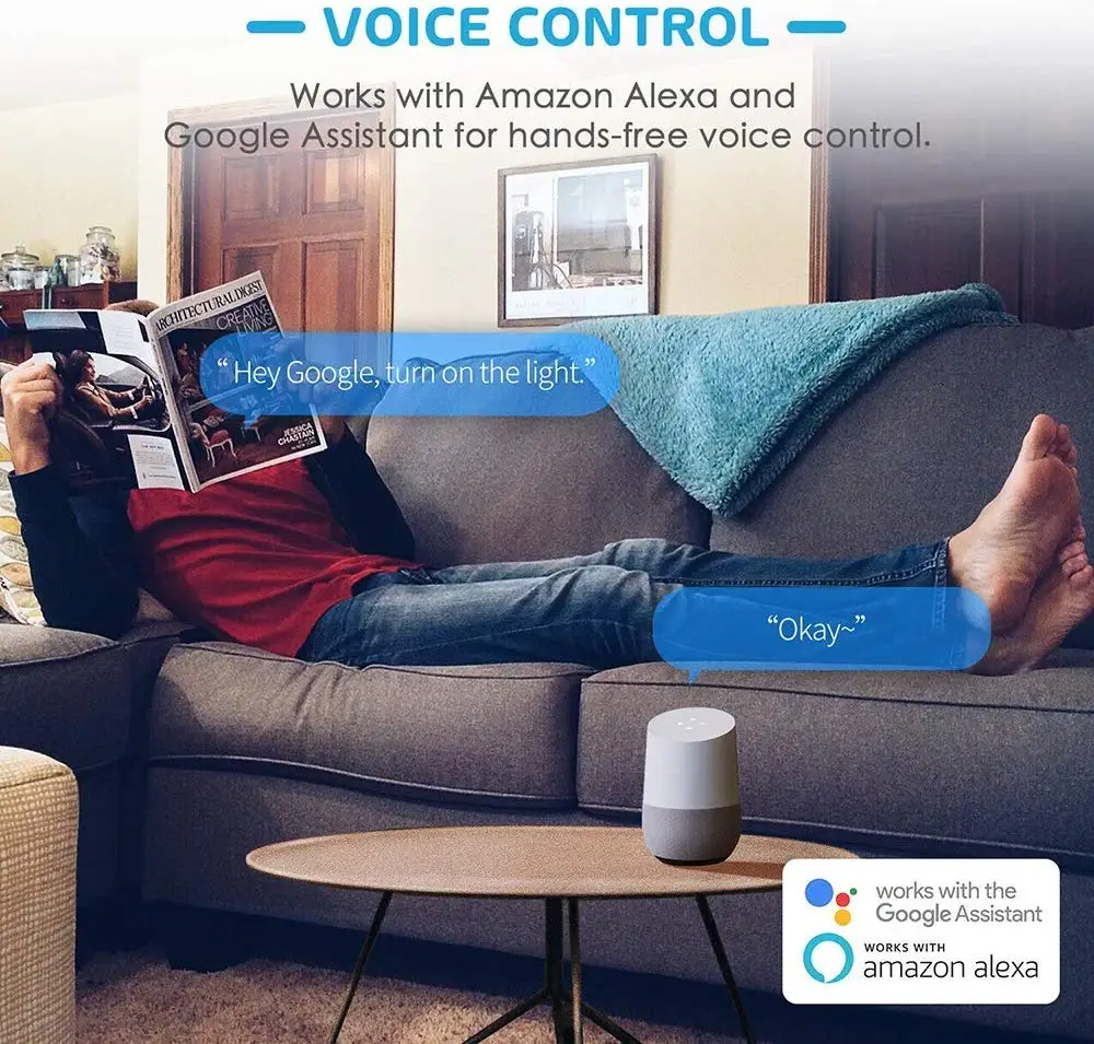 Умный WiFi сетевой фильтр 4 розетки переменного тока, Alexa& Google Assistant& IFTTT& SmartThings поддерживается, приложение дистанционного управления MSS420FUK
