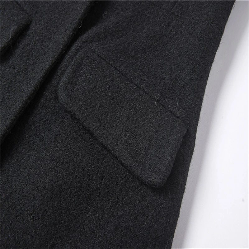 

2021 Spring And Autumnhepburn Wind Black Mid-Length Temperament Windcoat Coat French Light Luxury Stitching Doll Collar Dress