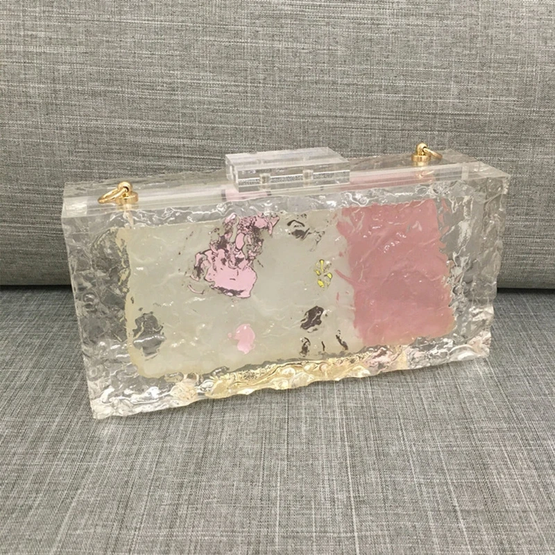 

Transparent Fashion Ice Crack Women Chain Shoulder Bag Luxury Party Prom Elegant Banquet Evening Dinner Handbag Woman