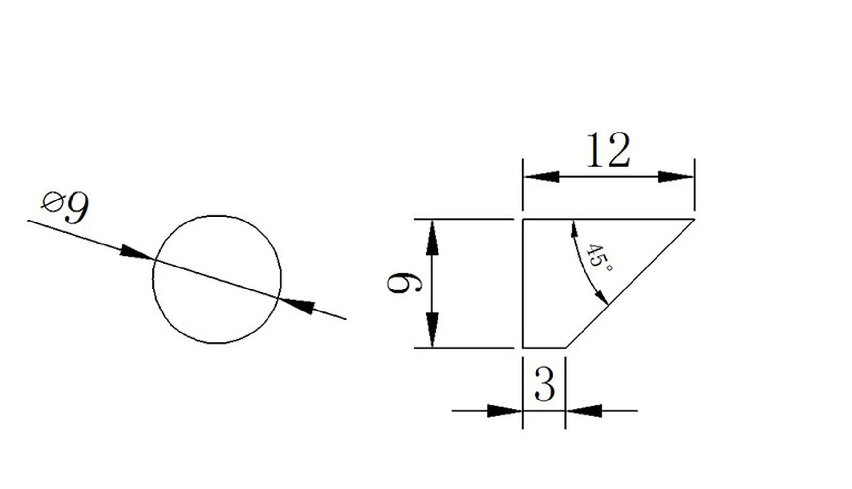 Линза из оптического стекла клиновидная призма с углом диаметром 9 мм наклонная
