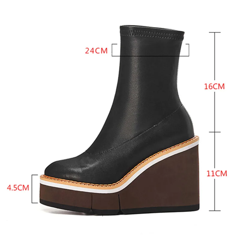 Женские высокие сапоги на танкетке KemeKiss черные теплые зимние выше колена