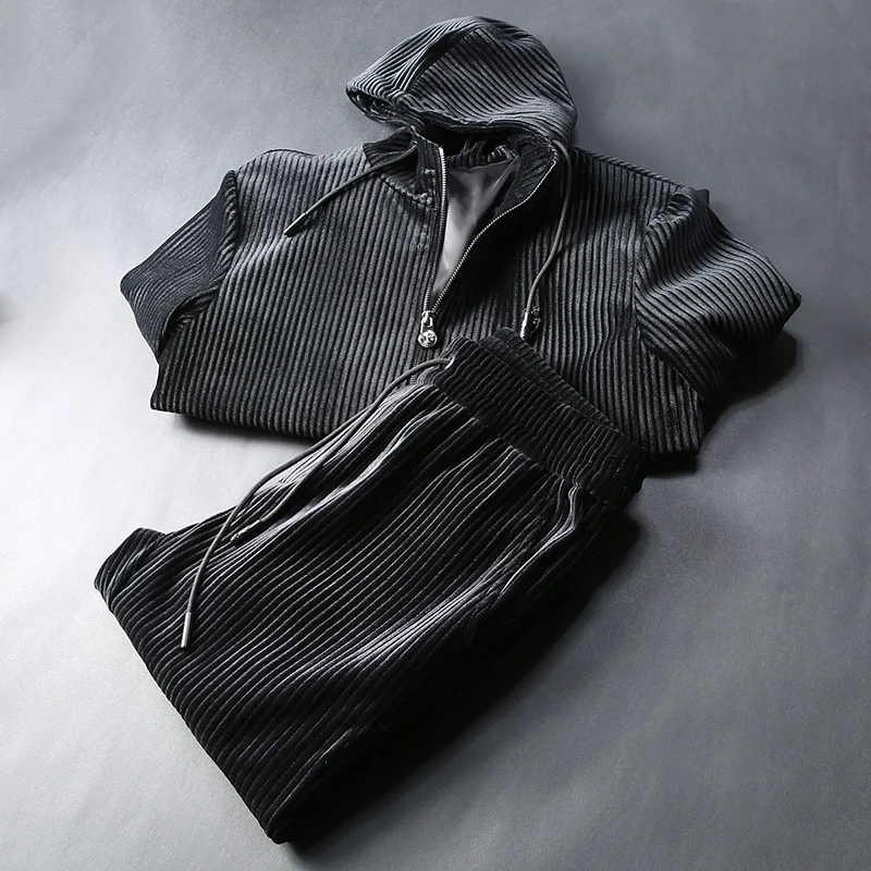 JSBD удобный теплый вельветовый повседневный спортивный костюм мужской свободный