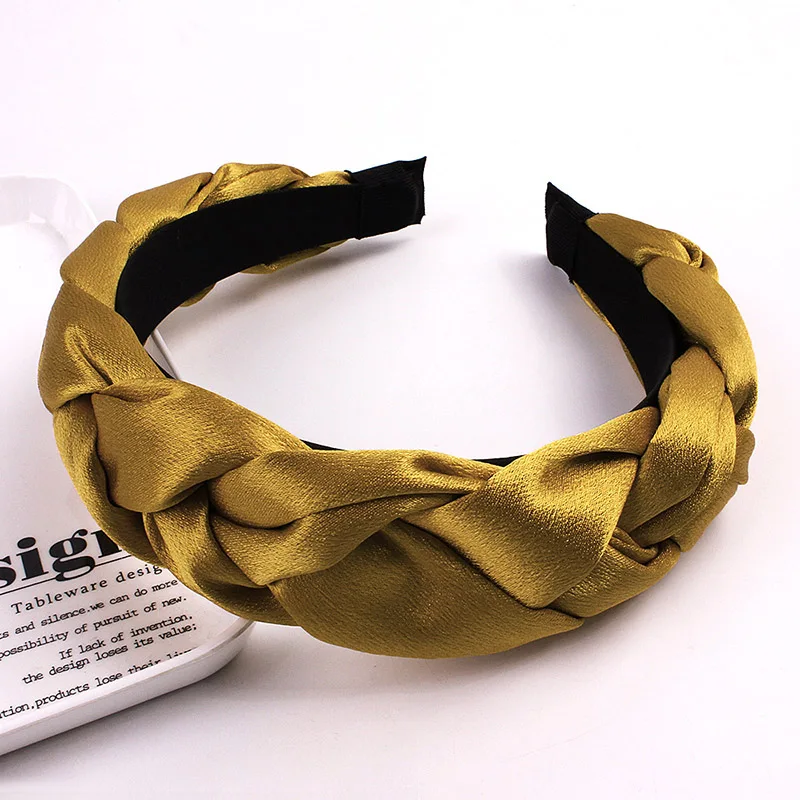 

Fashion Braid Hairbands Women Silky Satin Knotted Headband Headwear Vintage Twist Turban Wide Hair Band Girls Hair Accessories
