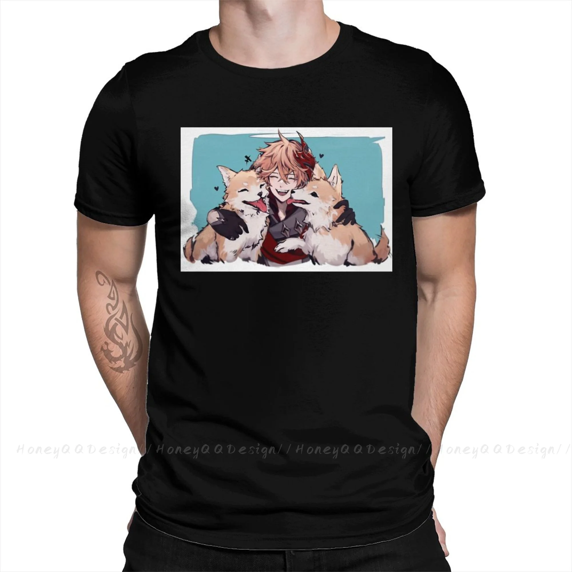 

Genshin Impact Tshirt Childe Crewneck Cotton Men Shirts Round Collar Clothing Original Shirt