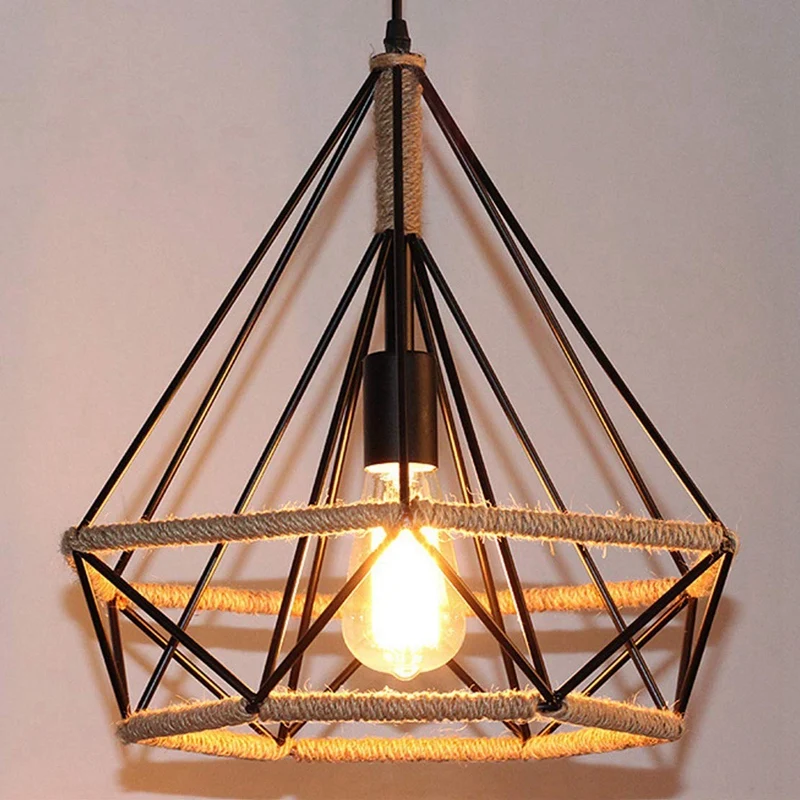 Винтажные железные люстры из пеньковой веревки потолочные светильники в стиле
