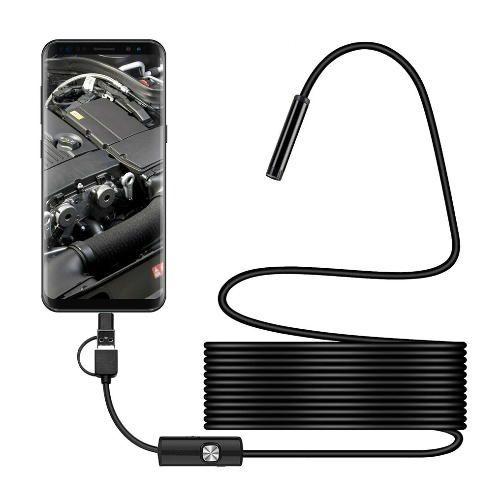 

USB Endoscope Camera Flexible IP67 Waterproof 6 Adjustable LEDs Inspection Borescope Camera Micro USB OTG Type C for Android PC